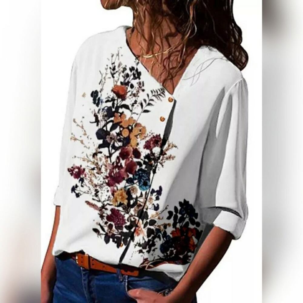 Tendency Floral printed Blouse SZ S